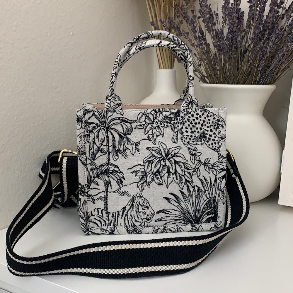 NWOT H&M jacquard mini tote handbag bag with strap